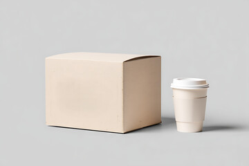 Coffee Cup and Craft Box Mockup Isolated for Branding Packaging Design