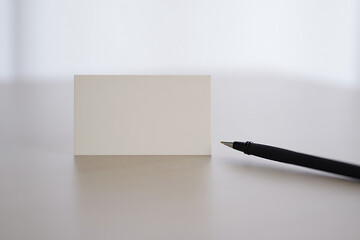 Blank Business Card Mockup with Pen Minimalist Office Stationery Design