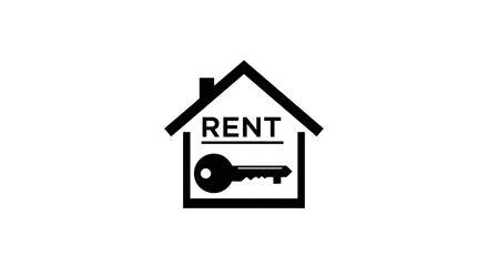 House with key icon. Rent symbol. Home key pictogram. Real estate symbol. Key house icon isolated on white background