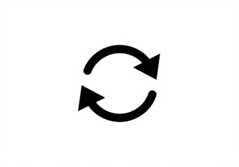 Black circular arrows icon symbolizing refresh reload or repeat action on a white background