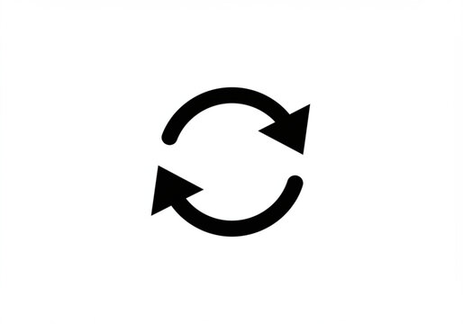 Black circular arrows icon symbolizing refresh reload or repeat action on a white background