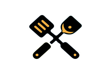 Kitchen spatula crossed utensils icon, cooking tools SVG, chef equipment vector, grill spatula logo, culinary utensil symbol design