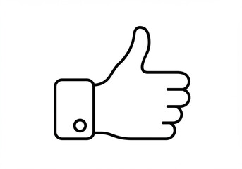 Simple black line art icon of a hand giving a thumbs up gesture