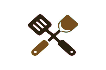 Kitchen spatula crossed utensils icon, cooking tools SVG, chef equipment vector, grill spatula logo, culinary utensil symbol design