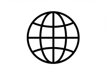 Simple black outline of a globe on a white background representing the internet