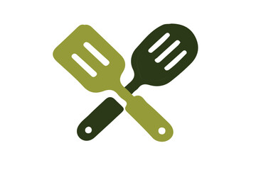 Kitchen spatula crossed utensils icon, cooking tools SVG, chef equipment vector, grill spatula logo, culinary utensil symbol design