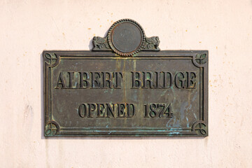Fototapeta premium Albert Bridge Plaque in London, UK