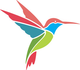 Colorful Geometric Hummingbird Logo Vector. Modern abstract polygonal bird icon illustration, perfect for nature-inspired branding, wildlife conservation, or creative company identity