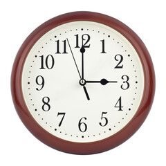 round wall clock with frame showing 3 o'clock isolated from background
