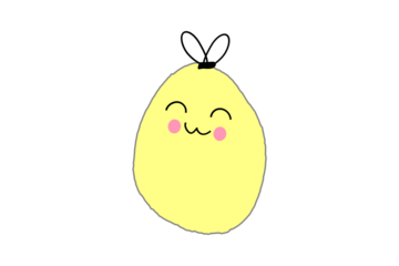 Smiling yellow doodle character with pink cheeks and cute happy face expression