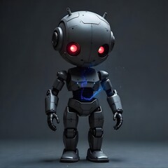 Futuristic cute robot glowing red eyes high resolution picture