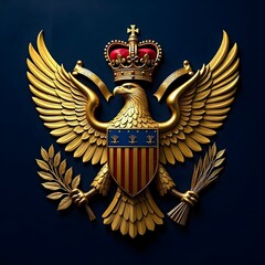 Golden eagle crest with royal crown high resolution picture