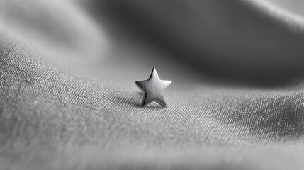 Star pin resting on linen, minimalist layout