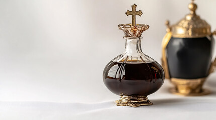 Holy Oil (Chrism) for Christian Anointing and Blessings - Isolated on White Background