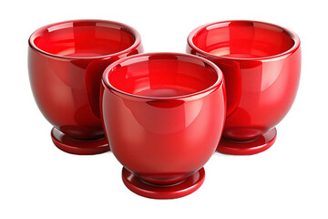 Trio of Red Glossy Ceramic Bowls for Stylish Dining and Decor