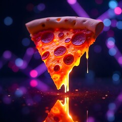 Neon pizza slice food art vibrant high resolution picture