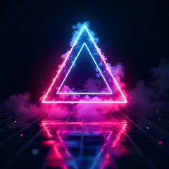 Neon glowing triangle with smoke abstract high resolution picture