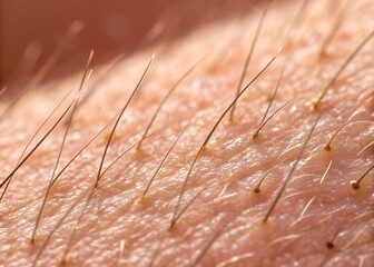Close up of human skin with hair follicles for dermatology and skin care needs