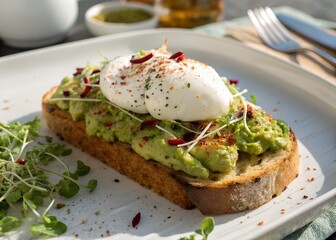 Avocado toast with poached egg recipe healthy breakfast brunch food photography