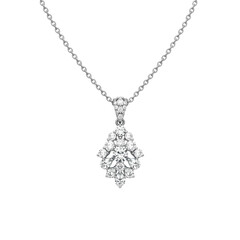 Elegant Diamond Pendant Necklace isolated on transparent baackground