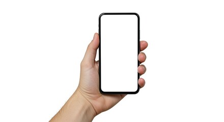 Hand Holding Smartphone with Blank Screen, Mockup