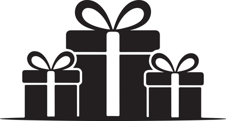 Gift box Silhouette vector set, christmas gift box with ribbon