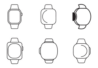 set of apple watch icon line art vector illustration