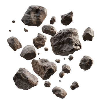 Swarm of Space Boulders and Asteroids Isolated for Designers