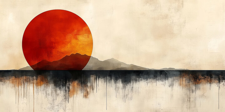 Abstract geometric forms in warm terracotta and cream tones, arranged with a sense of balance and simplicity