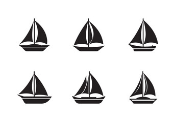 set of sailboat icon silhouette vector illustration