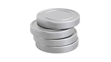 stack of silver coin isolated on white background