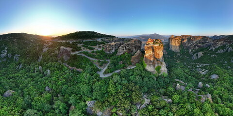 Monastery of the Holy Trinity in Meteora, the most famous monastery - high quality 360 panorama for cutting to desired size (no spherical)