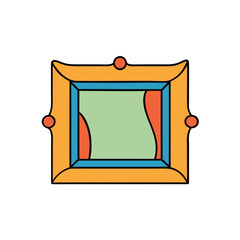 Wall frame with abstract art illustration for gallery themed coloring book art Line Art Vector Illustration