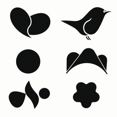 Abstract Icon Set: A collection of sleek, minimalistic icons showcasing diverse shapes, capturing a range of concepts in a clean and modern style.