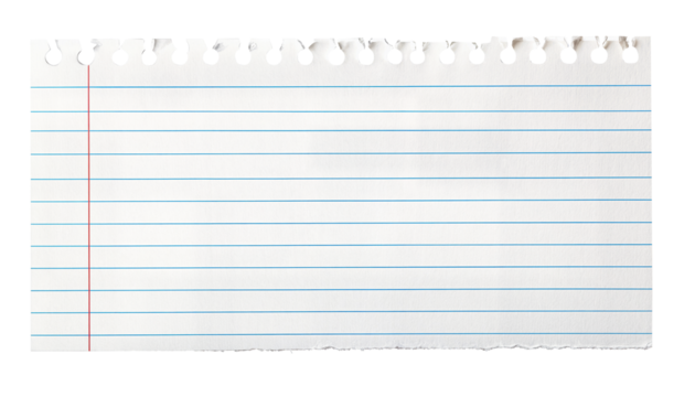  lined note paper, torn edge