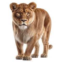 Obraz premium Beautiful lioness standing wildlife animal feline predator mammal isolated on transparent background 