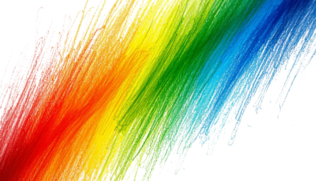 Rainbow Stains Drawn with Colored Pencils Clip Art for Wall Pasting on Transparent PNG Background Artistic Doodle Design