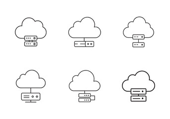 set of cloud server icon line art vector illustration
