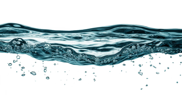 Water Surface in Light with Splash and Spray on Transparent Background PNG Liquid Dynamics Isolated