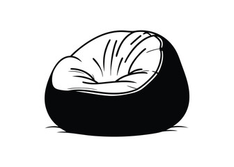 Silhouette of bean bag chair isolated on a white background