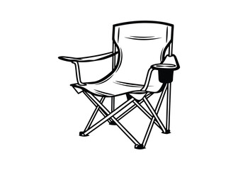 Silhouette of camping chair isolated on a white background