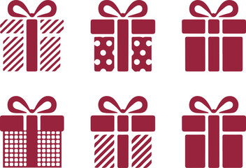 Colorful set of gift box icons for holidays and celebrations