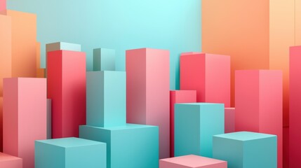 Abstract geometric city, pastel hues