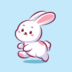 cute rabbit is running character is smile vector design for clipart