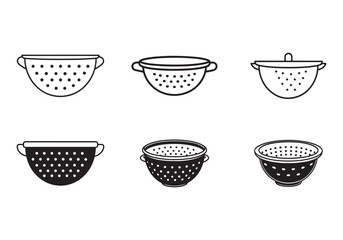 colander icon line art vector illustration