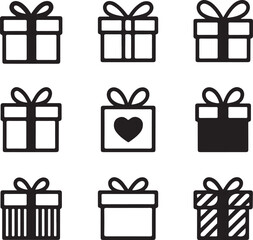 set of gift box icons for holidays and celebrations