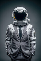 Space explorer stands confidently in a futuristic astronaut suit, showcasing a blend of modern fashion and cosmic function while preparing for a mission beyond Earth