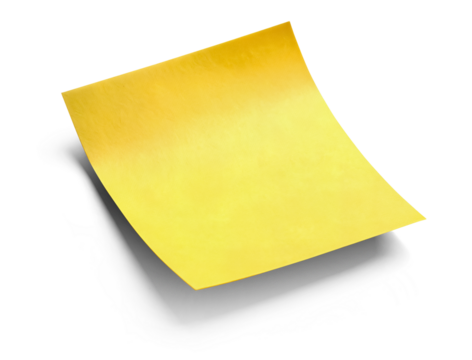 Sticky yellow note paper, slightly curled