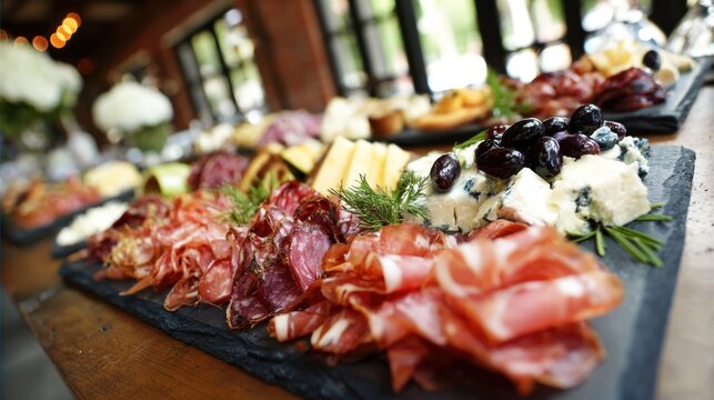 Gourmet charcuterie board display
