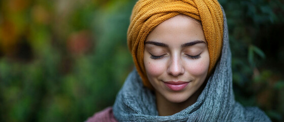 Girl with closed eyes and smile in a car. Applicable for articles about traveling and comfort.